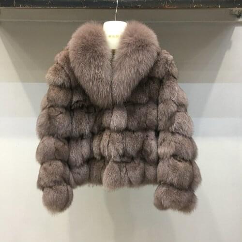Women real fox fur long coat black color 2020 fashion fluffy winter furry plush luxurious warm