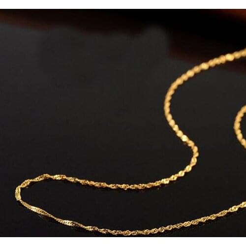 Pure AU750 Gold Necklace Women Water Wave Chain Necklace Chain 0.7mmW