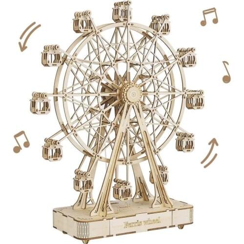 Robotime 232pcs Rotatable Ferris Wheel DIY 3D Wooden Model Building Block Kits Assembly Toy Gift On Birthday Childrens Day