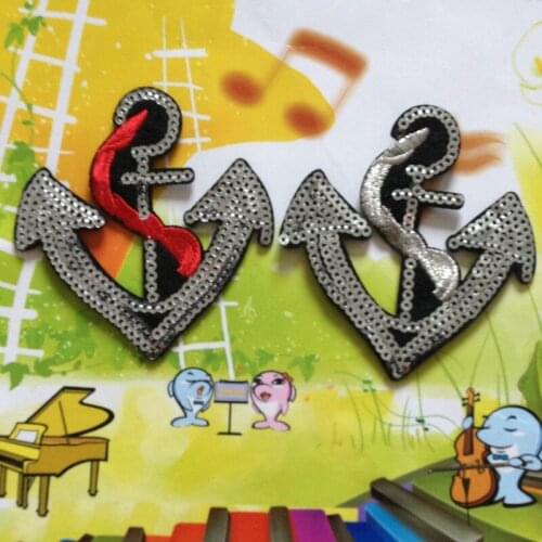 30pcs/lot Sequin Vintage Embroidery Patches Sailor Anchor Clothing Decoration Sewing Accessories Diy Iron Heat Transfer Applique