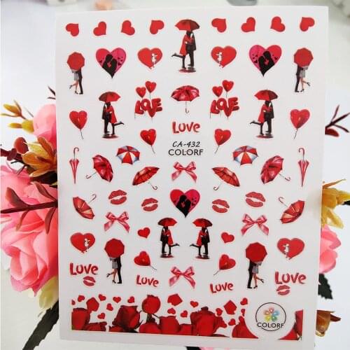 3D Sweet Love Nail Sticker Sexy Lips Passionately in love Stickers for Nails Foil Decoraciones Decals Manicure Accessories