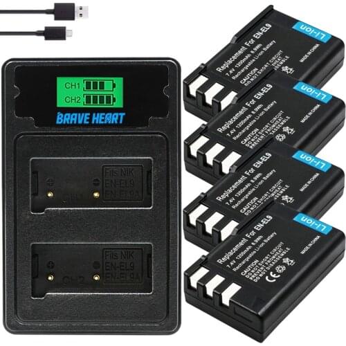 4pcs bateria EN-EL9 EN-EL9A EN EL9 EL9A ENEL9 Batteries for Nikon D40 D40X D60 D3000 D5000 Digital Camera