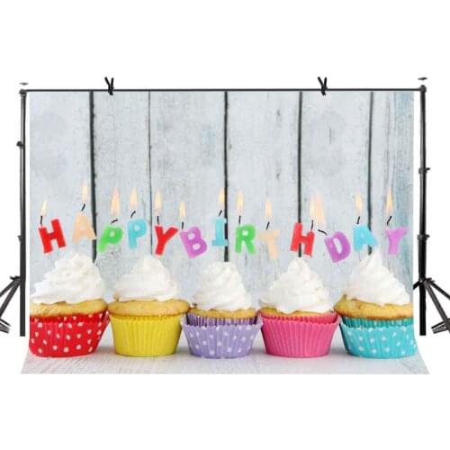 7x5ft Birthday Cake Backdrop Wood Grain Cake Theme of Birthday Party Background and Photography Backdrop Props