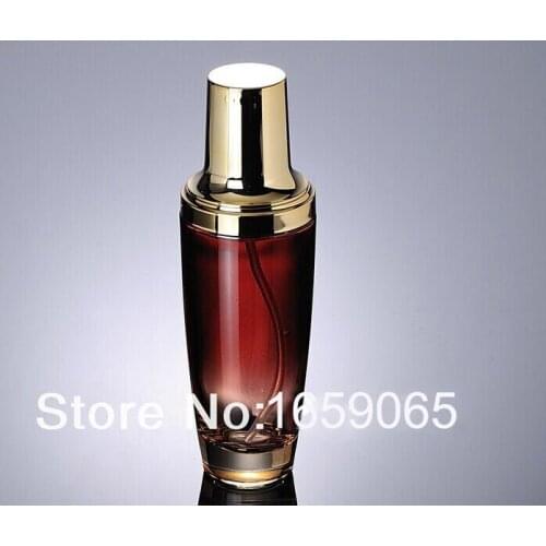 100ML red glass bottle with golden press pump lotion bottle BB Cream bottle Cosmetic Packaging Travel refill Container 50pcs/lot
