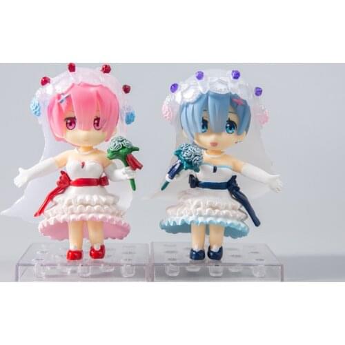 10cm 2pcs/lot Re Life in a different world from zero Rem Ram wedding dress Action figure toys doll Christmas gift with box