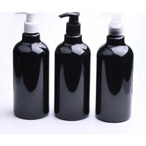 12pc 500ml Empty Shampoo Lotion Pump Bottle Black Plastic Bottles With Dispenser Washing Container Liquid Soap Shower Gel Bottle