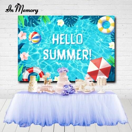 InMemory Summer Swimming Pool Photography Backdrop Kids Birthday Party Background For Photo Studio Custom Photocall