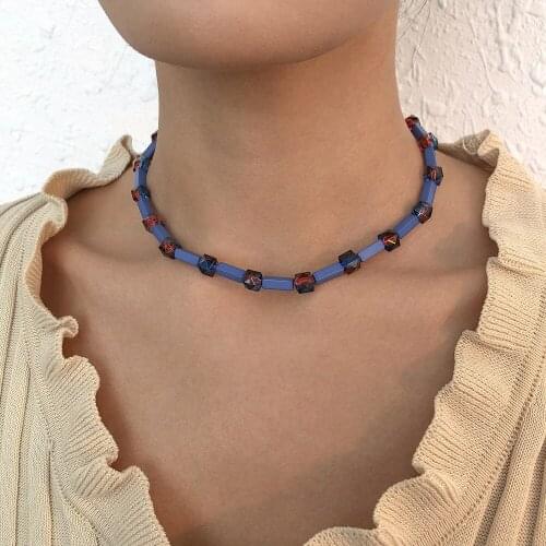 Geometry Fashion Simple Chokers Necklaces Ins Retro Style Necklace Crystal Clavicle Chain Romantic Jewelry Y2K Iced Out Chain