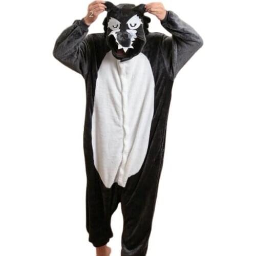 Kigurumi Wolf Anime Adult Onesies Pyjamas Cartoon Animal Cosplay Costume Pajamas Adult Onesies Sleepwear Halloween