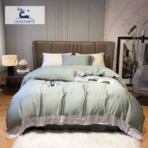 Liv-Esthete Women Luxury Green 100% Silk Bedding Set Pure Healthy Silk Duvet Cover Flat Sheet Pillowcase Bed Linen Set For Sleep