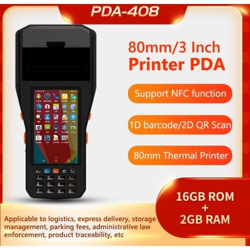 Handheld Android PDA With Internal 80mm/3 Inch Thermal Printer Barcode Scanner QR Scanner NFC 13.56Mhz RFID 80MM Thermal Printer