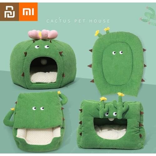 Xiaomi Cactus Pet Bed Mat Warm Mattress Cat Kennel with Funny Cat Ball Dog Lying Mat Soft Comfortable Bed Blanket Pet Supplies