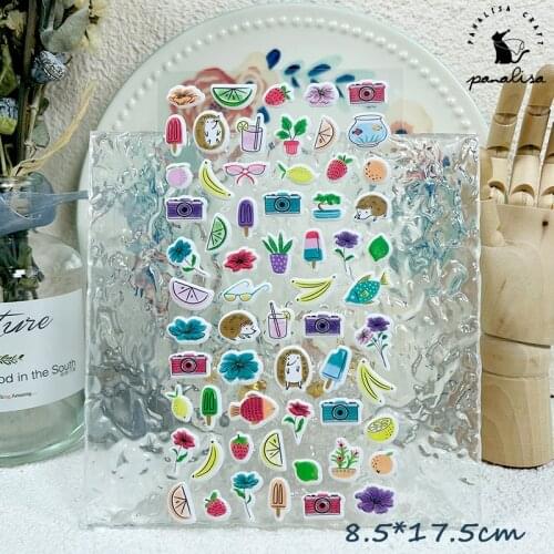 Panalisacraft Cute flower puffy stickers hedgehog Scrapbooking Creative Stickers for Cards Decor Handmade embellishment