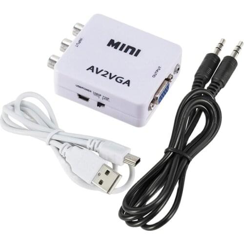 Mini HD AV2VGA Video Converter AV To VGA Video HD TV Converter 3.5mm Audio RCA VGA Video Converter For PC To TV HD Computer VL18