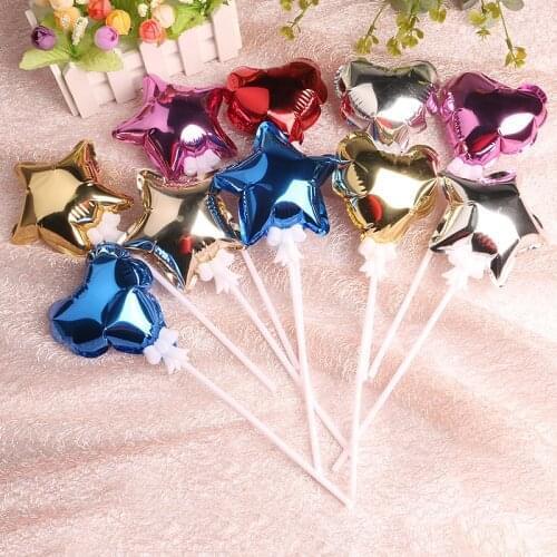 Mini 10cm Balloon Wedding Aluminium Heart Pentagram Foil Balloon New Year Xmas Cake Topper Ornament Kids Birthday Toy Gifts