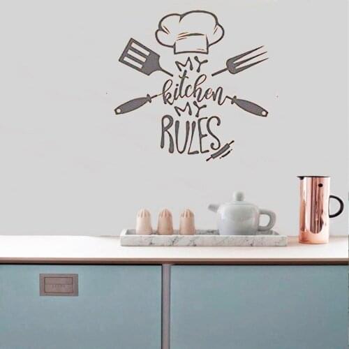 My Kitchen My Rules For Kitchen Wall Sticker Decor Quote Waterproof Vinyl Sticker Wall Art Mural Home Decoration ph434