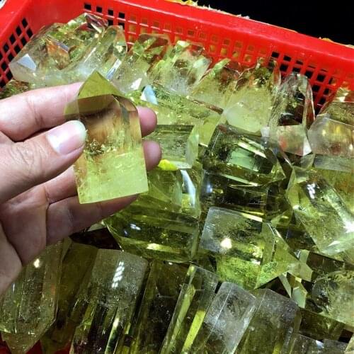Natural yellow crystal quartz crystal point tower single point quartz crystal obelisks treat crystal gems