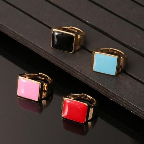 2021 New Classic Square Dripping Oil Knuckles Rings Popular Hip-Hop Party Vintage Jewelry Adjustable Copper Metal Open Rings