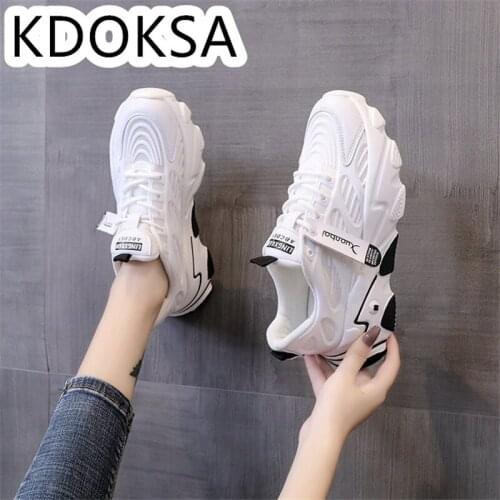 2021 spring and autumn new small white shoes female Korean version students casual thick soles net shoes athletic shoes female