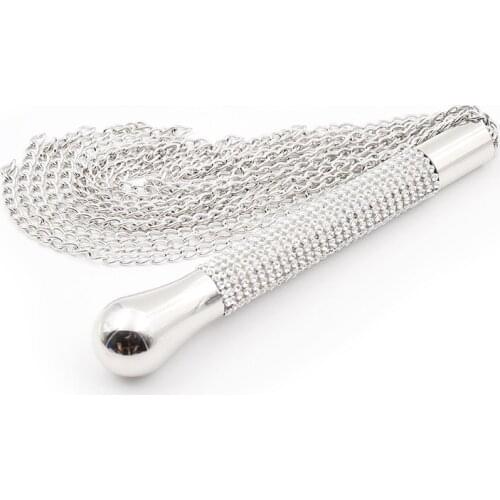 2020 New Design Sex Bondage Diamond Whip Chain Flogger Exotic Stainless Steel Whips Flirt Sex Toys for Couples Adult Games