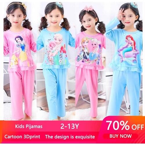 Autumn Princess Anna Elsa Snow White Children Girls Pajamas Sleepwear Loungewear Kids Pijamas Mermaid Pyjama Set Homewear 3-14y