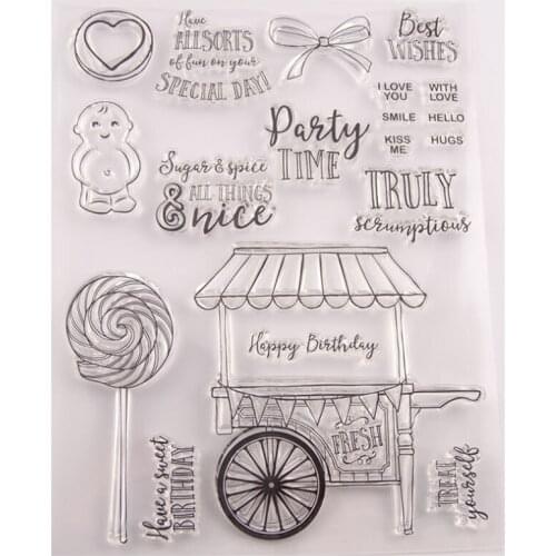 Ice Cream Trolley Transparent Clear Silicone Stamp Seal DIY Scrapbook Rubber Stamping Coloring Embossing Diary Decor Reusable