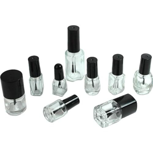 5/10/15ml Empty Nail Polish Glass Bottle Clear Portable UV Gel Container Refilled Storage Box Square Round Makeup Tube
