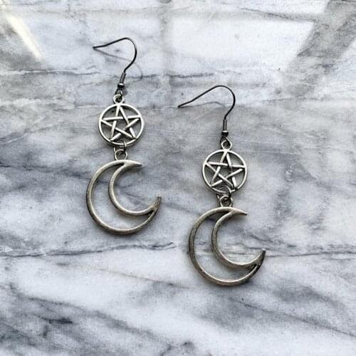 Pentacle Moon Earrings Fashion Goth Witch Jewelry Women Gift 2020 New Delicate And Beautiful Crescent Wholesale Statement