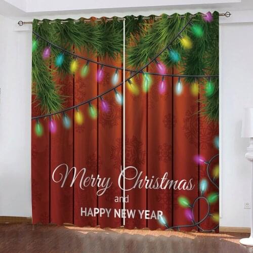 Customized size Luxury Blackout 3D Window Curtains red christmas curtains Decoration curtains