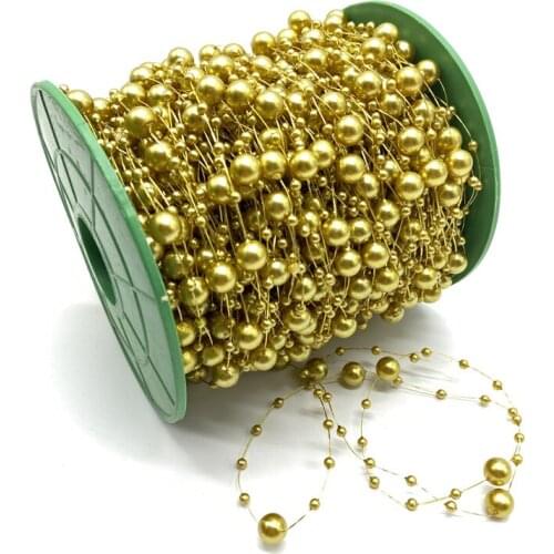 5Yards 3+8mm Fishing Line Artificial Pearls Flower Beads Chain Garland Flowers Wedding Party Decoration Diy Accessories #S10s11