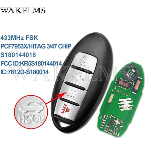 4Buttons Smart Car Remote key 433.92Mhz For Nissan Altima Maxima Murano 2013 2016 with PCF7953X 47 chip KR5S180144014 No Mark