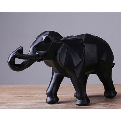 MODERN ABSTRACT BLACK ELEPHANT STATUE RESIN ORNAMENTS HOME DECORATION ACCESSORIES GIFT GEOMETRIC RESIN ELEPHANT SCULPTURE