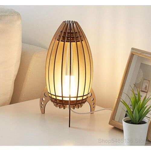 Modern wooden rocket Led night light bedroom bedside living room Night lamp Kids Birthday Holiday Gifts Modern Wood Table Lamps