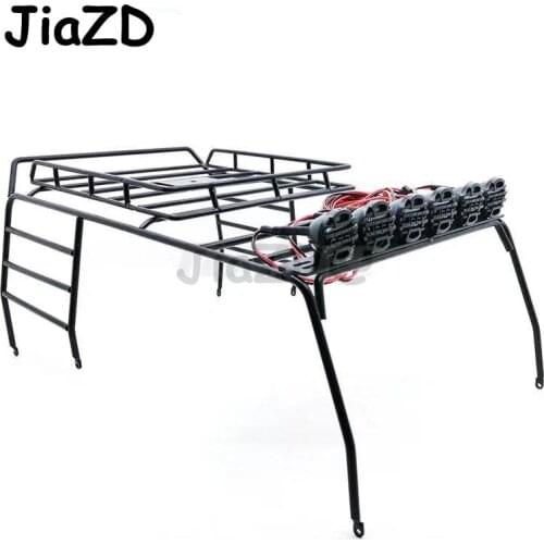 1PCS 5-11V Metal Roof Luggage Rack with 6 White LED Light for 1/10 AXIAL SCX10 D110 D90 Jeep Wrangler RC Crawler Climbing Car W5