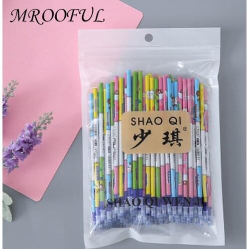 100 Pcs/set Rilakkuma Erasable Pen Refill 0.5mm Black Blue Ink Gel Ink Pen Refills Washable Handle for School Office Stationery