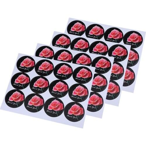 120pcs/lot Rose Flower Round Thank you DIY Multi-function Adhesive Kraft Seal Label Sticker For Gift Cake Baking