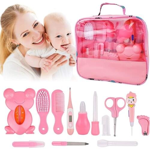13PCS Baby Healthcare Kit Baby Care Set Thermometer Feeder Nasal Aspirator Toothbrush Newborn Manicure Nail Clippers Hairbrush