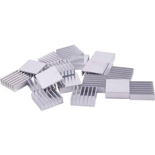 20Pcs 20mm x 20mm x 6mm Aluminum Heatsink Radiator Cooling Fin Silver Tone