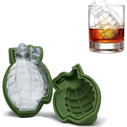 500Pcs/Lot Grenade Shape 3D Ice Cube Mold Maker Bar Party Silicone Trays Mold Tool Gift (Color: Green)