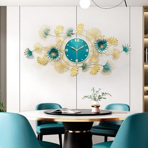 3D Ginkgo Biloba Style Wall Clock Modern Design for Living Room Decoration Reloj De Pared Colorful Wall Clock