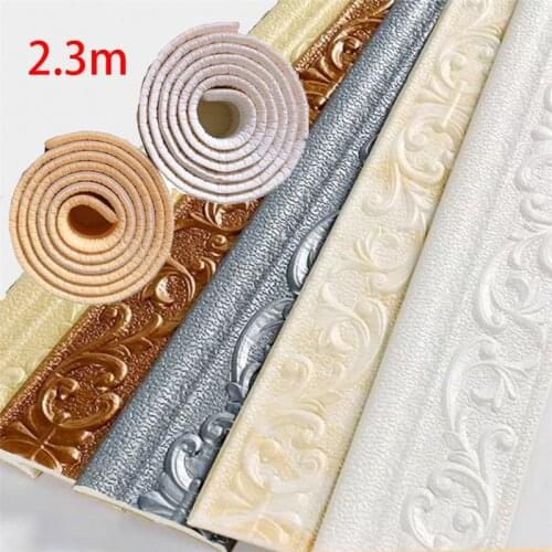 3D Foam Wall Stickers Self Adhesive Waterproof Baseboard Wallpaper Border Wall Sticker Living Room Bedroom Home Decorations