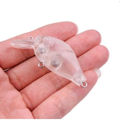 40PCS Clear Blank Body Floating Crank Fishing Lures 6cm 7.5g Artificial Bait Hard Wobbler Bass Pike Unpainted Topwater Fish Lure