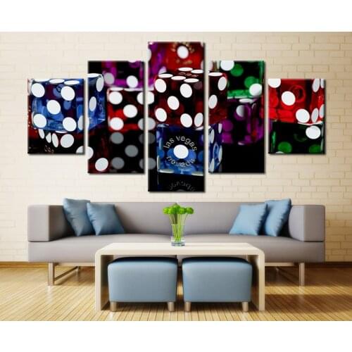 5 Piece Movie Poster Las Vegas Dice Casinos Painting Canvas Wall Art Picture Home Decor Living Room Canvas Print Modern Painting