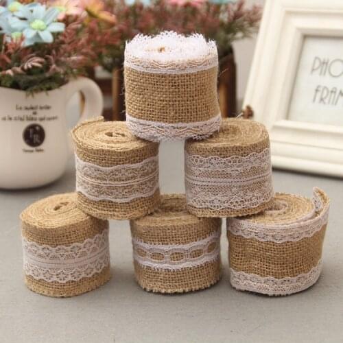 5CM Width Jute Burlap Hessian Fringed Lace Ribbon Tape Clothing Trim Fabric Wedding Party Bias Binding Craft Sewing Accessories