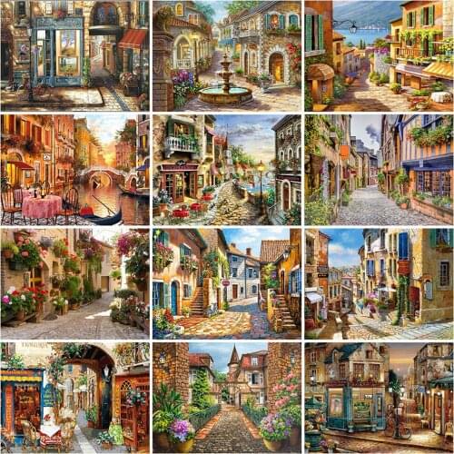 5D DIY Diamond Painting Landscape Diamond Embroidery Street Cross Stitch Picture Of Rhinestones Home Decoration