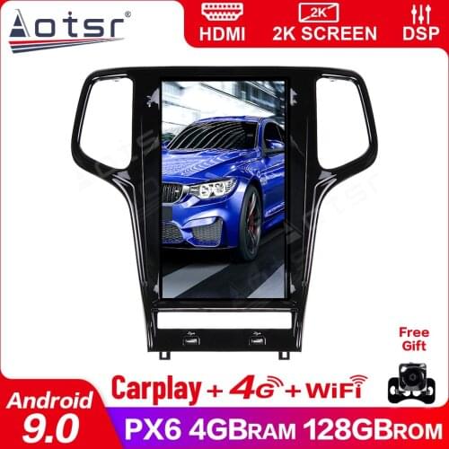 Android 9.0 4GB+128G PX6 Tesla Screen Carplay For JEEP Grand Cherokee 2010-2019 Unit Multimedia Player GPS Audio Radio Stereo