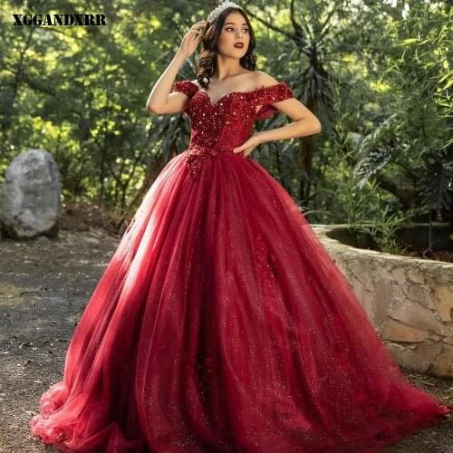 Sparkly A-Line Quinceanera Dress 2022 Tulle Beading Appliques Long Skirt Sleeveless Sweet 15 16 Birthday Sweep Train Custom Made