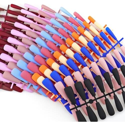 WAKEFULNESS 20Pcs Matte False Nails Long Ballerina Nail Art Tips Detachable Full Cover Coffin Nails Manicure Press On Nails