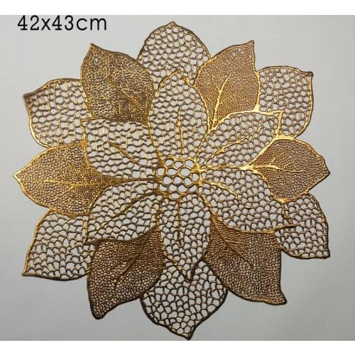 Bronzing Insulating coaster Antislip Pure Color Western Food Cushion Lotus Flower Hollow Table Decoration Mat Kitchen Supplies