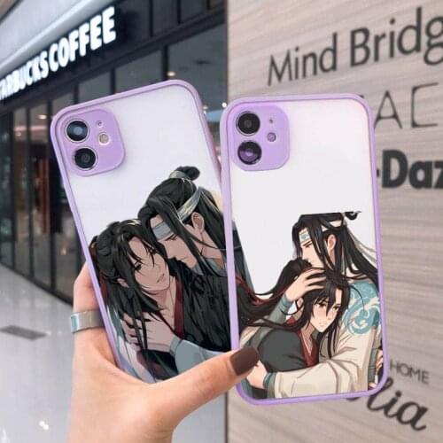 Mo Dao Zu Shi MDZS anime Phone Case For iPhone 12 11 Mini Pro XR XS Max 7 8 Plus X Matte transparent Purple Back Cover